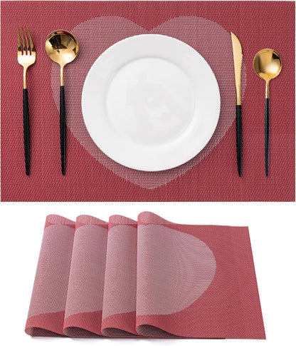 CADONO Placemats Set of 4 Washable Indoor/Outdoor Vinyl Place Mats for Dining Table Durable