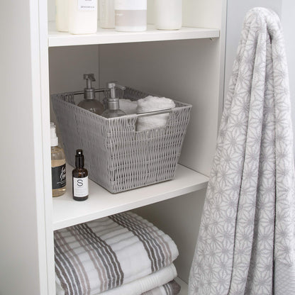 Simplify 12"x10"x8" Medium Woven Basket for Storage with Handles, Nursery, Playroom, Toys, Bedroom