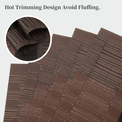 Leetaltree Brown with Black Striped Placemats Set of 12 - Heat Resistant Non-Slip Place mats for
