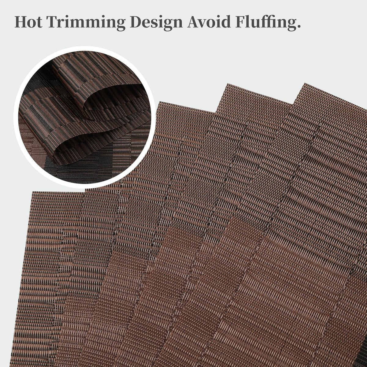 Leetaltree Brown with Black Striped Placemats Set of 6 - Heat Resistant Non-Slip Place mats for