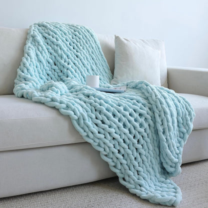 Maetoow Chenille Chunky Knit Blanket Throw （40×50 Inch）, Handmade Warm & Cozy Blanket Couch, Bed