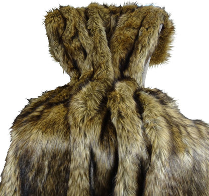Brown Fur Throw Blanket & Bedspread - Brown Wolf Faux Fur - Light & Dark Browns Caramel & Coffee