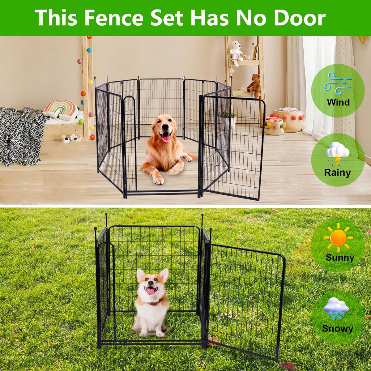 Garden Fence 36 Inch 14 Panels Without Gate,Black Dog Pen Wide Door,Be Suitable for Inside and