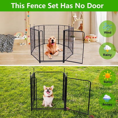 Doorless Dog Digging Fence Barrier,56in(H) 10 Panels Total 22.1 Ft(L), Black Metal Fencing for Yard