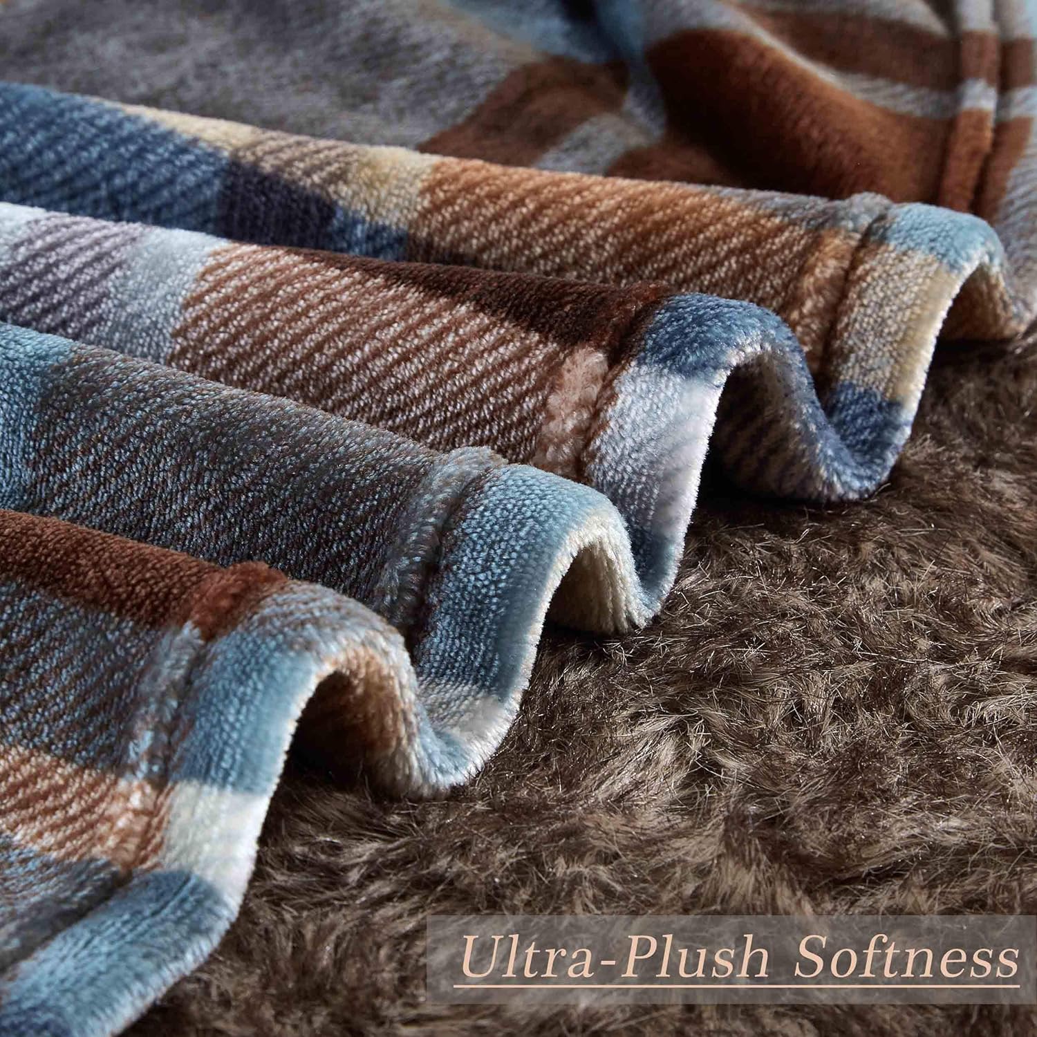 MERRYLIFE Throw Blanket Plaid Sherpa | Ultra-Plush Soft Colorful Oversized | Decorative Couch