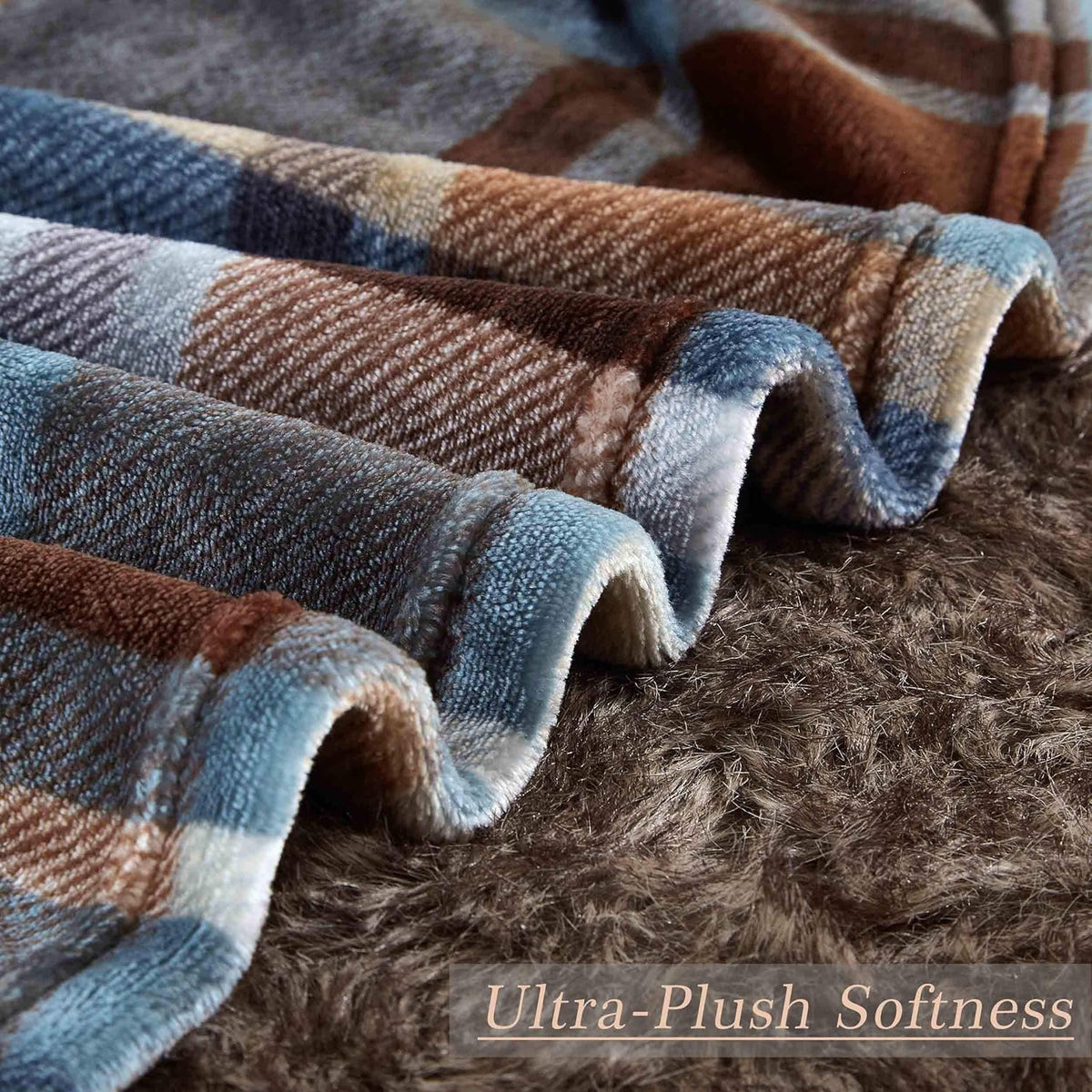 MERRYLIFE Throw Blanket Plaid Sherpa | Ultra-Plush Soft Colorful | Decorative Couch Travel Blanket