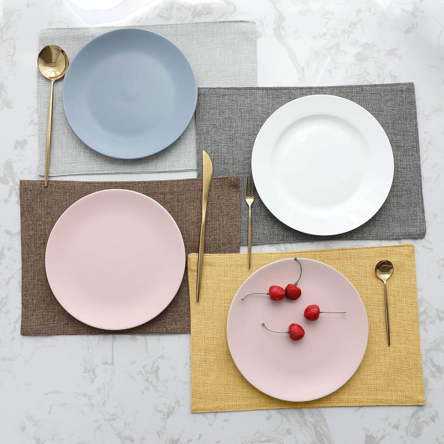 Home Brilliant Cloth Placemats Set of 8 Linen Placemat Washable Heat Resistant Dining Table Place