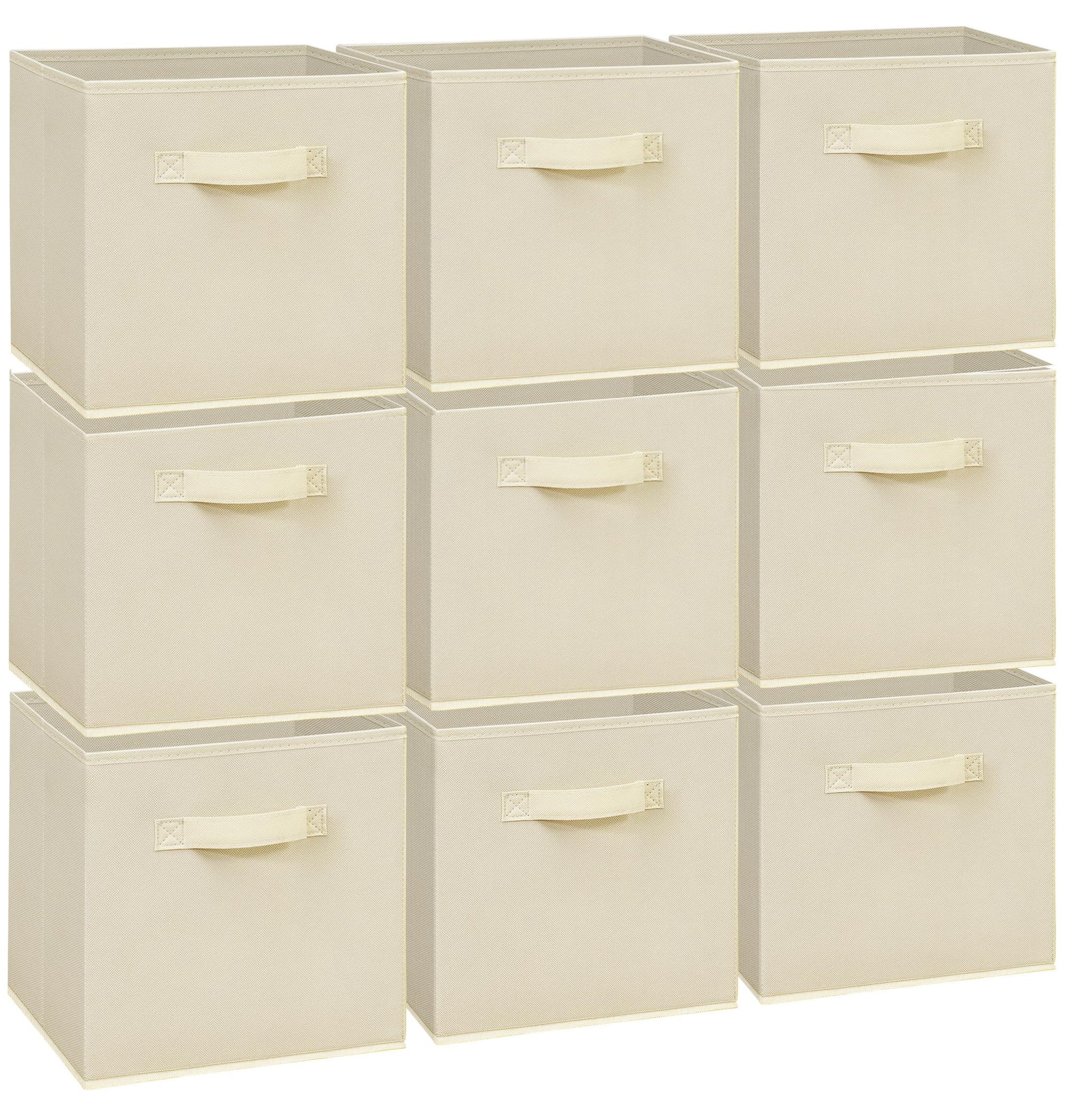 Easi 11 inch Cube Storage Bins, 9 Storage Cube Organizer, Collapsible Fabric storage cubes with