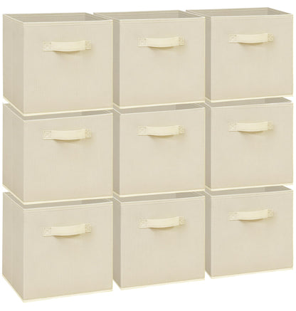 Easi Storage Cubes, 11 Inch Storage Bins, Set of 9, Foldable Fabric Cube Storage Organizer With