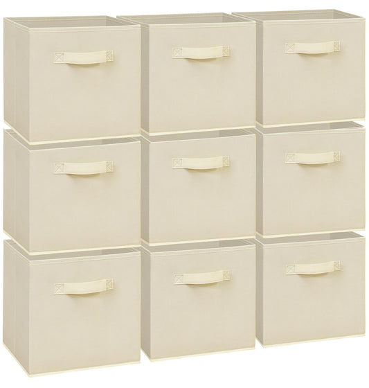 Easi Storage Cubes, 11 Inch Storage Bins, Set of 9, Foldable Fabric Cube Storage Organizer With