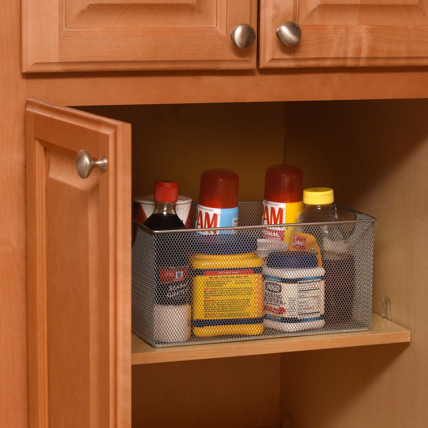 YBM Home Mesh Wire Storage Basket for Shelves, Pantry Organization, and Kitchen - Multipurpose