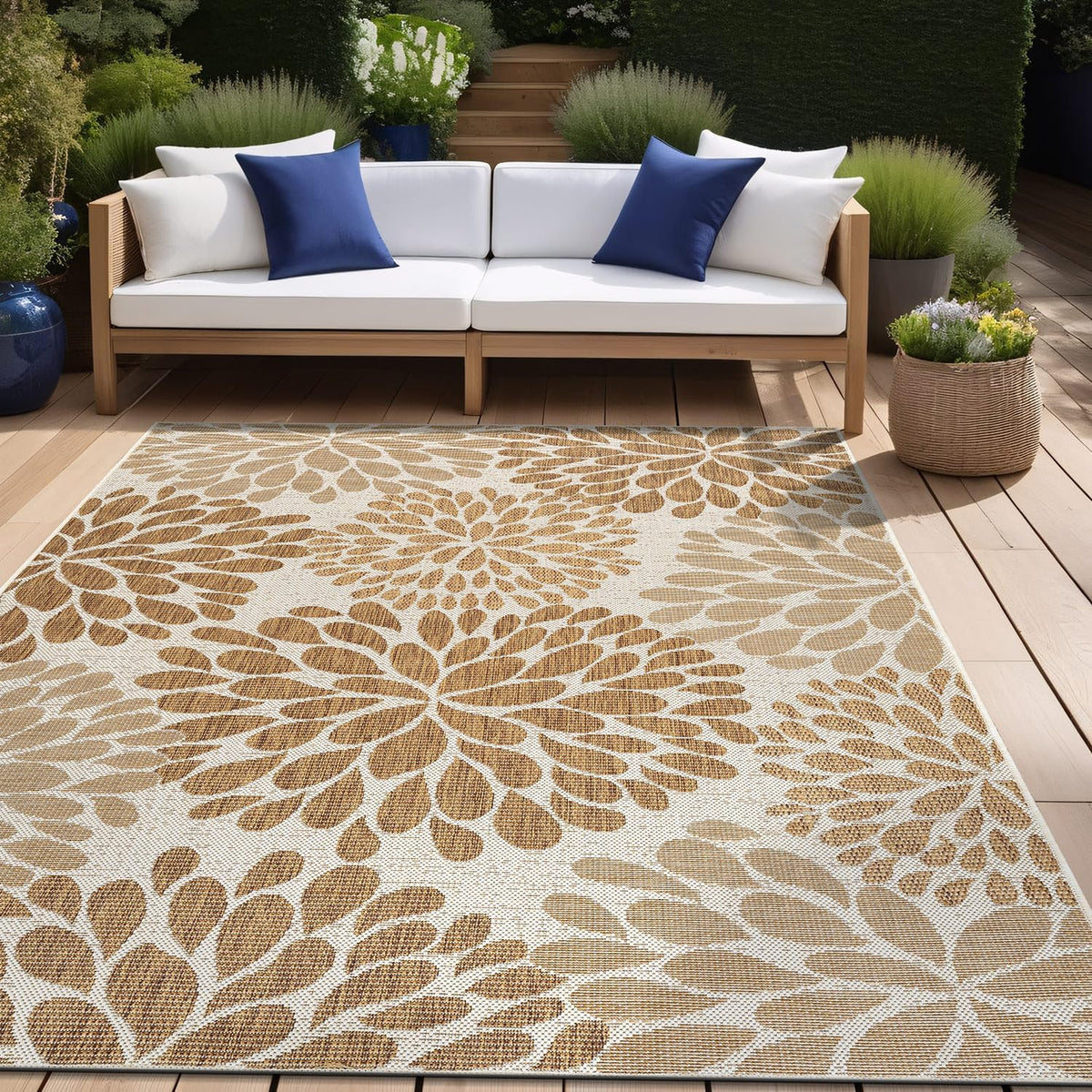 Beverly Rug Outdoor Rug 10x14 Modern Exotic Tropical Leaf Area Rugs for Indoor and Outdoor Patio