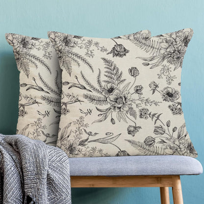 CXMEIFLY Spring Floral Leaves Pillow Covers 20 x 20 Inch Set of 2 for Chinoiserie Flowers Decor