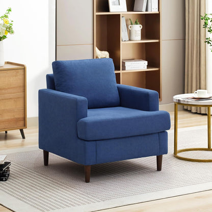 Mid-Century Accent Chair,Modern Linen Fabric Armchair for Living Room,Comfy Upholstered Reading