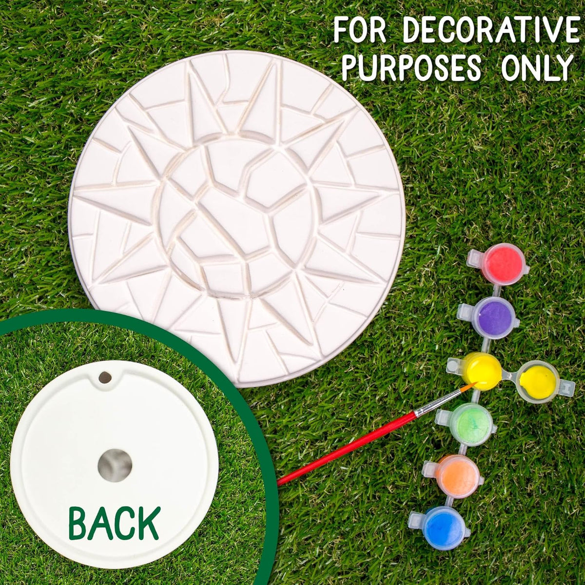 Creative Roots Mosaic Sun Stepping Stone Kit, Includes 7-Inch Ceramic Stepping Stone & 6 Vibrant
