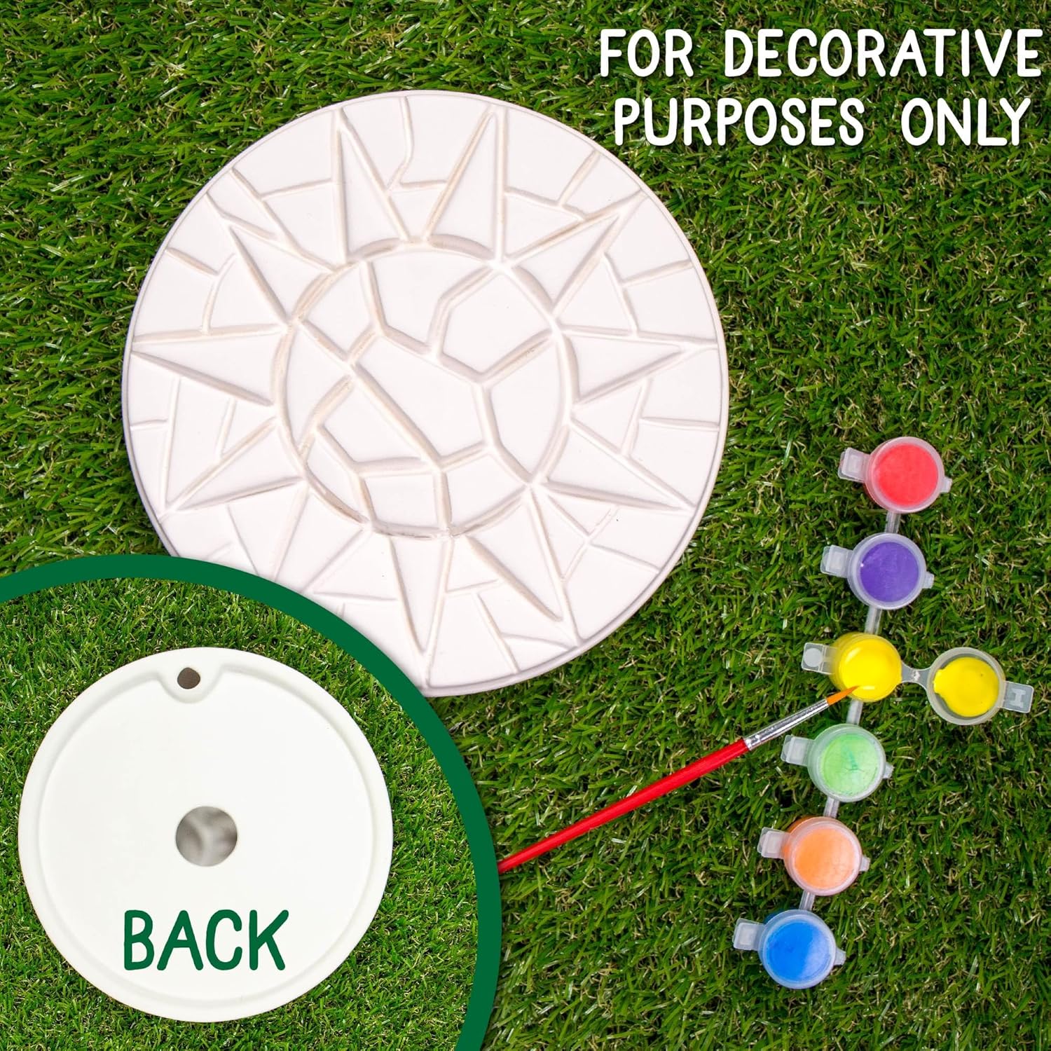 Creative Roots Mosaic Sun Stepping Stone Kit, Includes 7-Inch Ceramic Stepping Stone & 6 Vibrant
