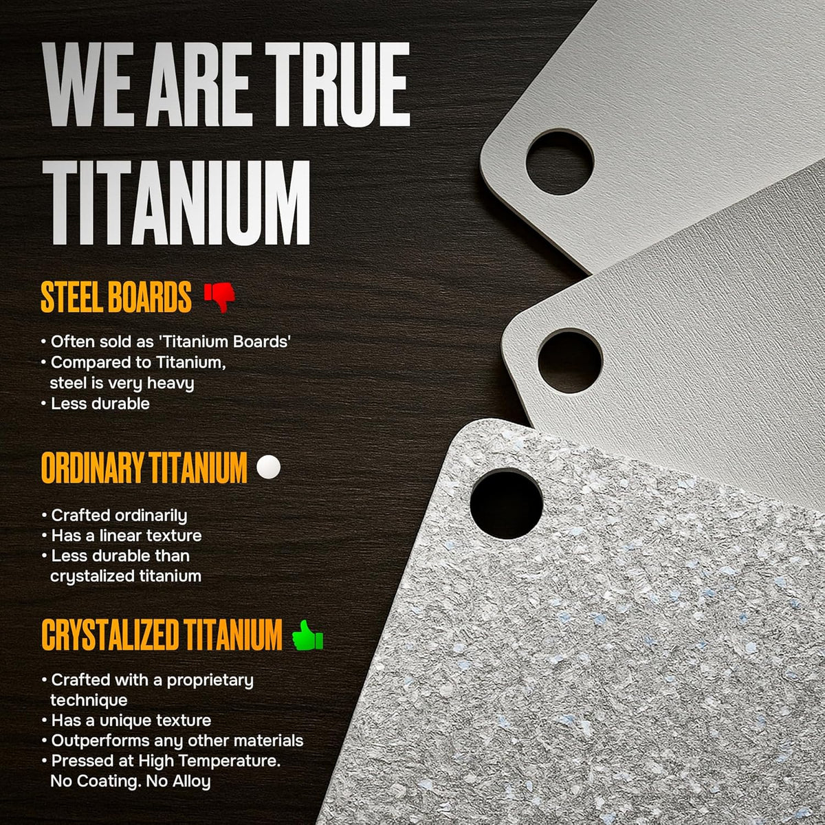 Titanium Cutting Board – Pure Titanium Chopping Board for Kitchen – Non-Toxic, Microplastic-Free