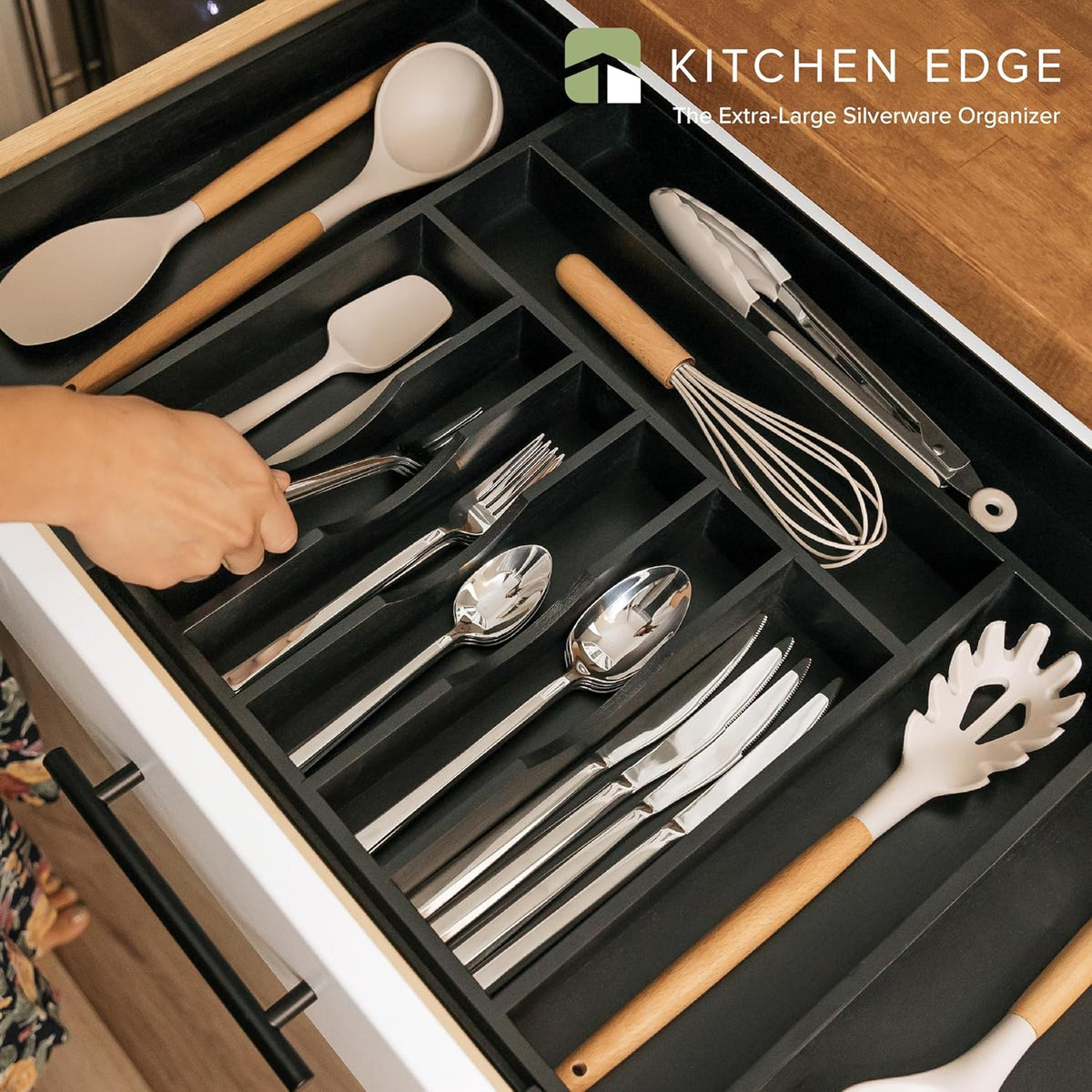 Premium Silverware, Flatware and Utensil Organizer for Kitchen Drawers, Food-Safe Contract Grade