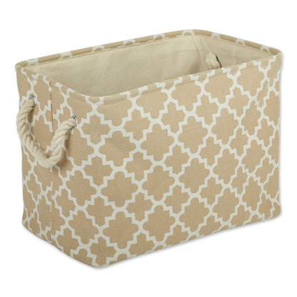 DII Polyester Container with Handles, Lattice Storage Bin, Large, Vintage Linen
