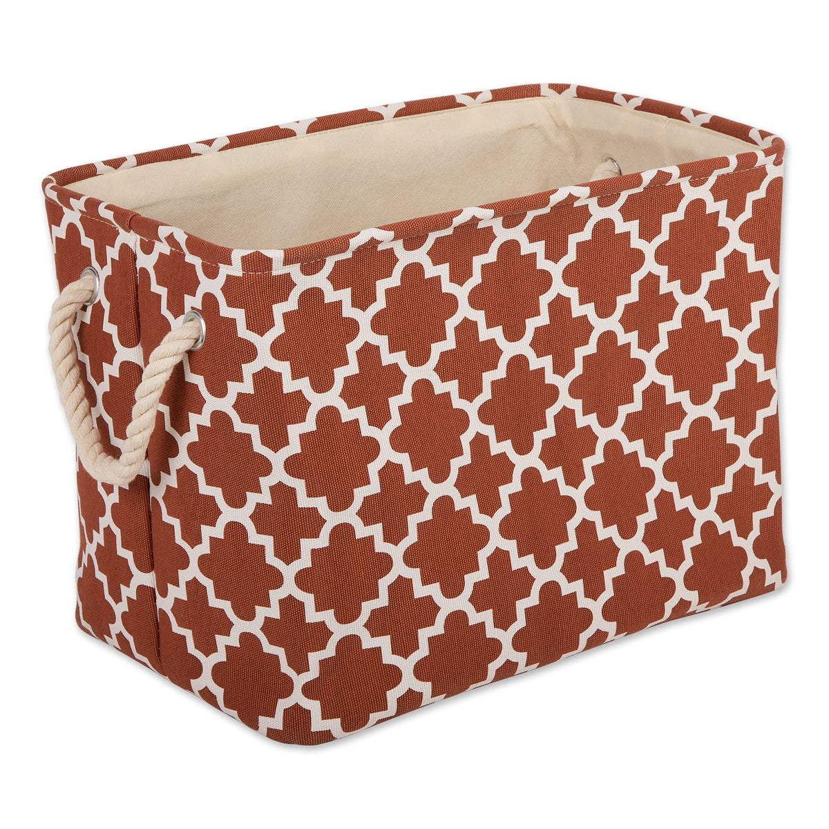 DII Polyester Container with Handles, Lattice Storage Bin, Small, Cinnamon