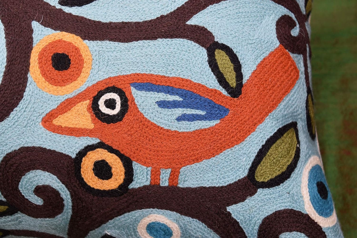 Lumbar Klimt Pillow Cover | Green Birds | Tree of Life | Modern Floral | Outdoor Pillows | Mid
