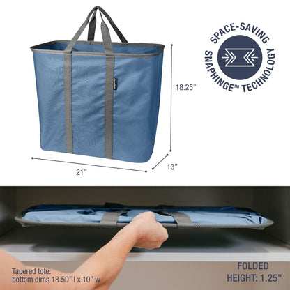 CleverMade Collapsible Laundry Caddy, 64L Pop-Up Hamper, 2 Pack, Denim Gray