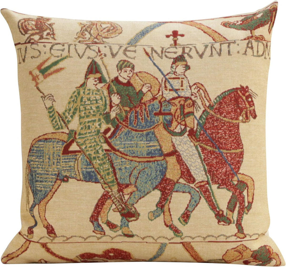 Charlotte Home Furnishings Bayeux Mont St. Michel Throw Pillow Cover 16" x 16" – Medieval Tapestry