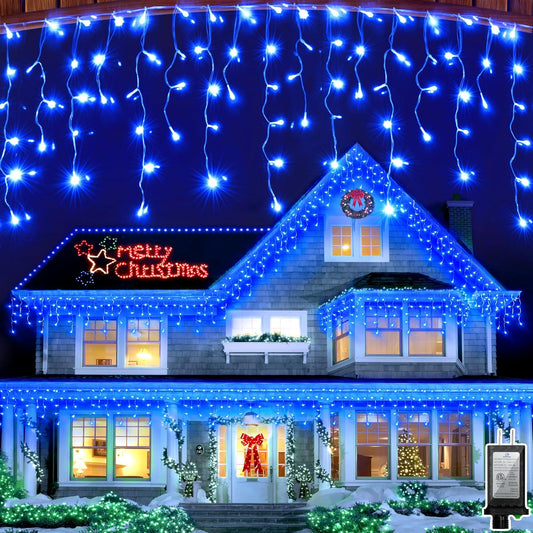 792 LED Christma Lights with 176 Drops, 82ft Outdoor Hanging lights with 8 Modes & Timer Memory