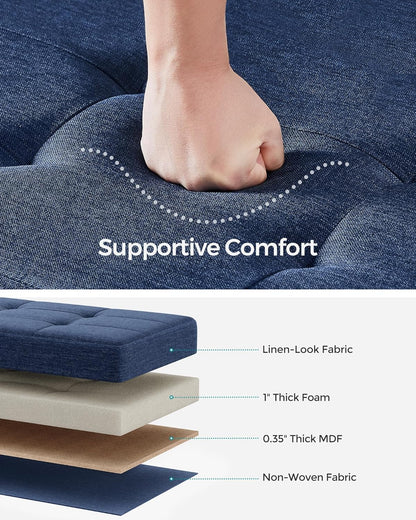 SONGMICS Storage Ottoman Bench, Foldable Foot Rest with Legs, 15 x 43 x 15.7 Inches, End of Bed