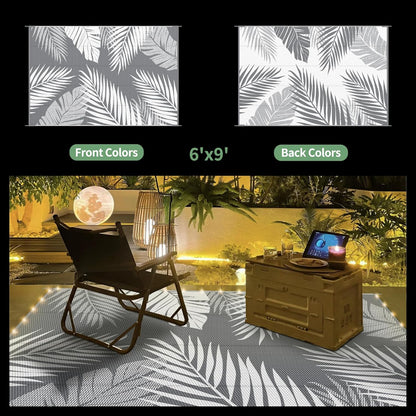 GENIMO Outdoor Rug 6' x 9' Waterproof for Patios Clearance, Reversible Outdoor Plastic Straw