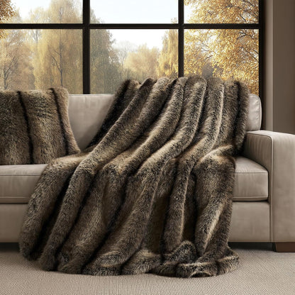 Luxury Faux Fur Throw Blanket, Soft Fluffy Faux Mink Blankets for Bed, Couch, Sofa, Thick Cozy