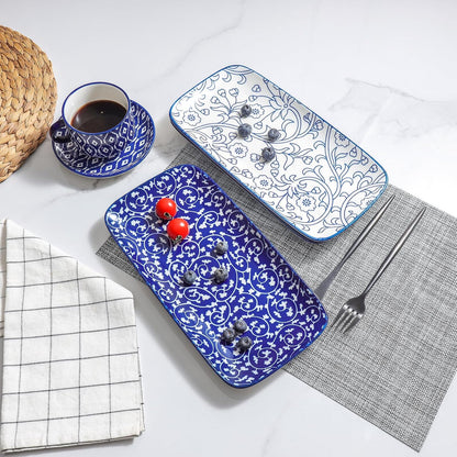 Selamica Ceramic Serving Platters, 12 Inch Serving Trays for Party Entertaining, Large Rectangular
