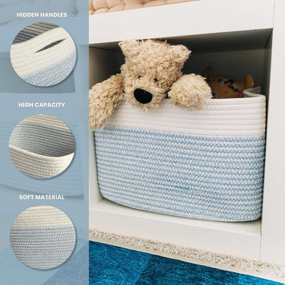 OrganiHaus Set of 3 Woven Storage Baskets for Organizing, Cotton Rope Organizer Bins for Shelves