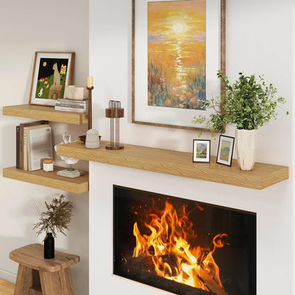 Deep Floating Shelves for Wall - 55 Inch Wide x 12 Inch Deep Wall Shelves Set of 1 - Rustic Oak