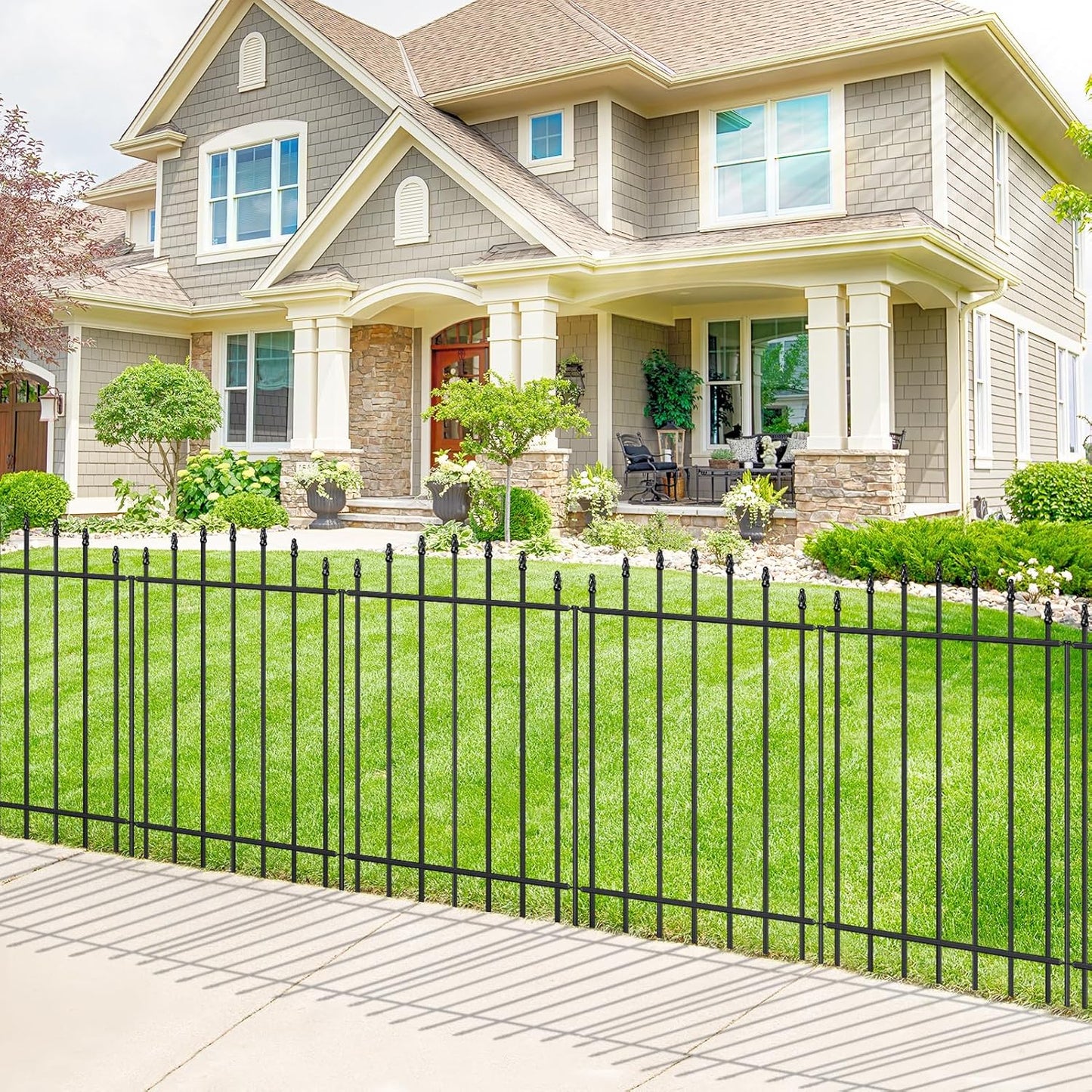 Metal Garden Fence 36 in H x 12 ft L, 6 Panels + 7 Stakes Border Dog Fence Panels Animal Barrier