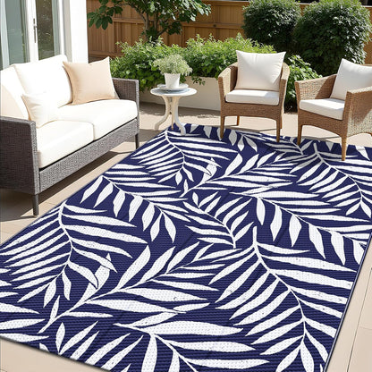 OLANLY Waterproof Outdoor Rug 5x8 ft, Reversible Outdoor Plastic Straw Rug with Leaf Pattern, RV