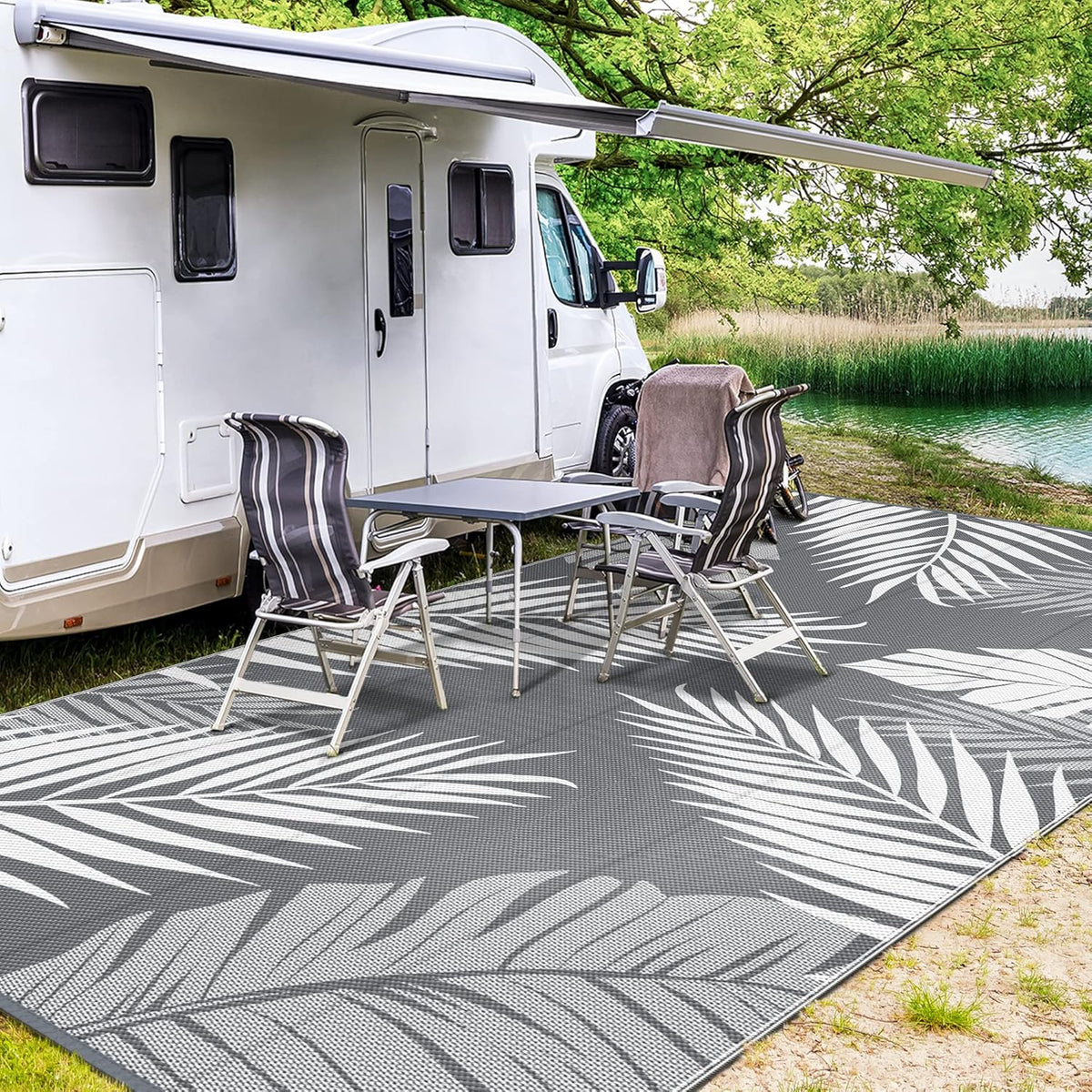 GENIMO Outdoor Rug 10' x 14' Waterproof for Patios Clearance, Reversible Outdoor Plastic Straw