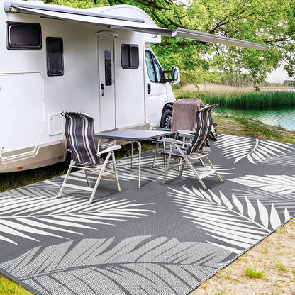 GENIMO Outdoor Rug 10' x 14' Waterproof for Patios Clearance, Reversible Outdoor Plastic Straw