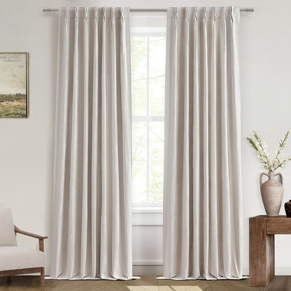 100 Inch Curtains Cabin & Drapes Window Coverings Linen Custom Blackout Curtains (Each 40x2 Panel