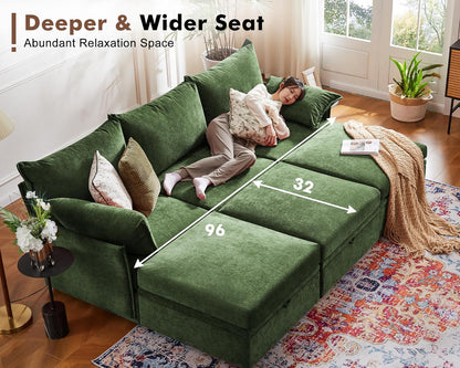 135.5" Oversized Modular Sectional Sofa, L Shaped Convertible Couch with Movable Ottoman, Large 6