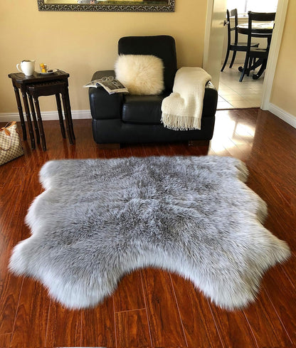 LAMBZY Faux Sheepskin Hypoallergenic Free Shape Silky Shag Rug, Luxury Shaggy Silky Plush Carpet