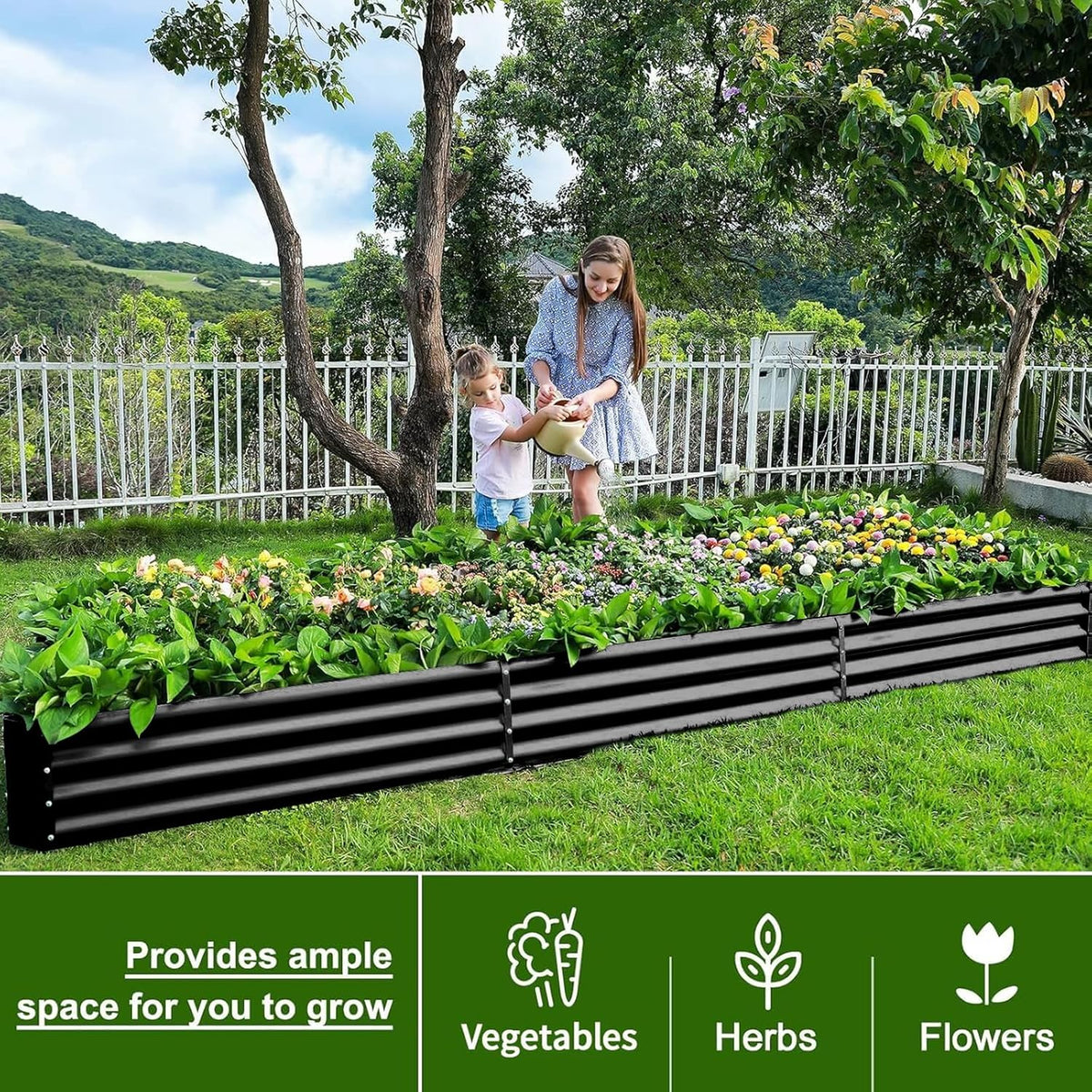 Land Guard 12×4×1ft Galvanized Raised Garden Bed Kit for Vegetables 2 Pack, Galvanized Super Large