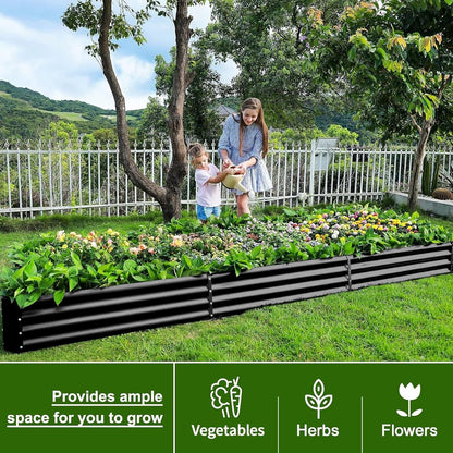 Land Guard 12×4×1ft Galvanized Raised Garden Bed Kit for Vegetables 2 Pack, Galvanized Super Large