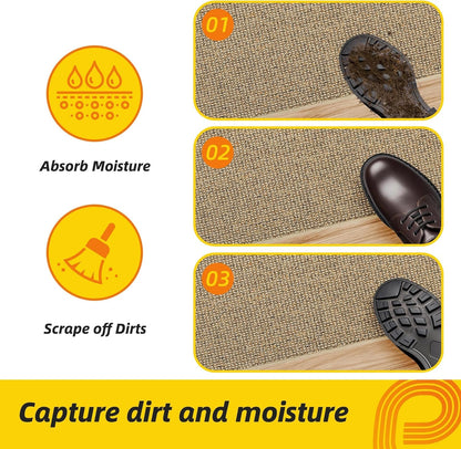 JSEI Dirt Trapper Door Mat 20"x32" Non-Slip Washable Entrance Mat, Dog Doormats, Absorbent &