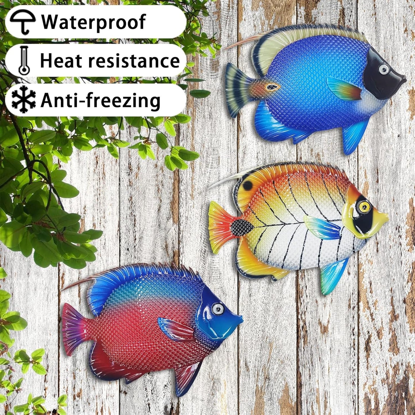 John's Studio Metal Fish Sea Wall Decor Outdoor Garden Hanging Art Sculptures Home Ocean Theme