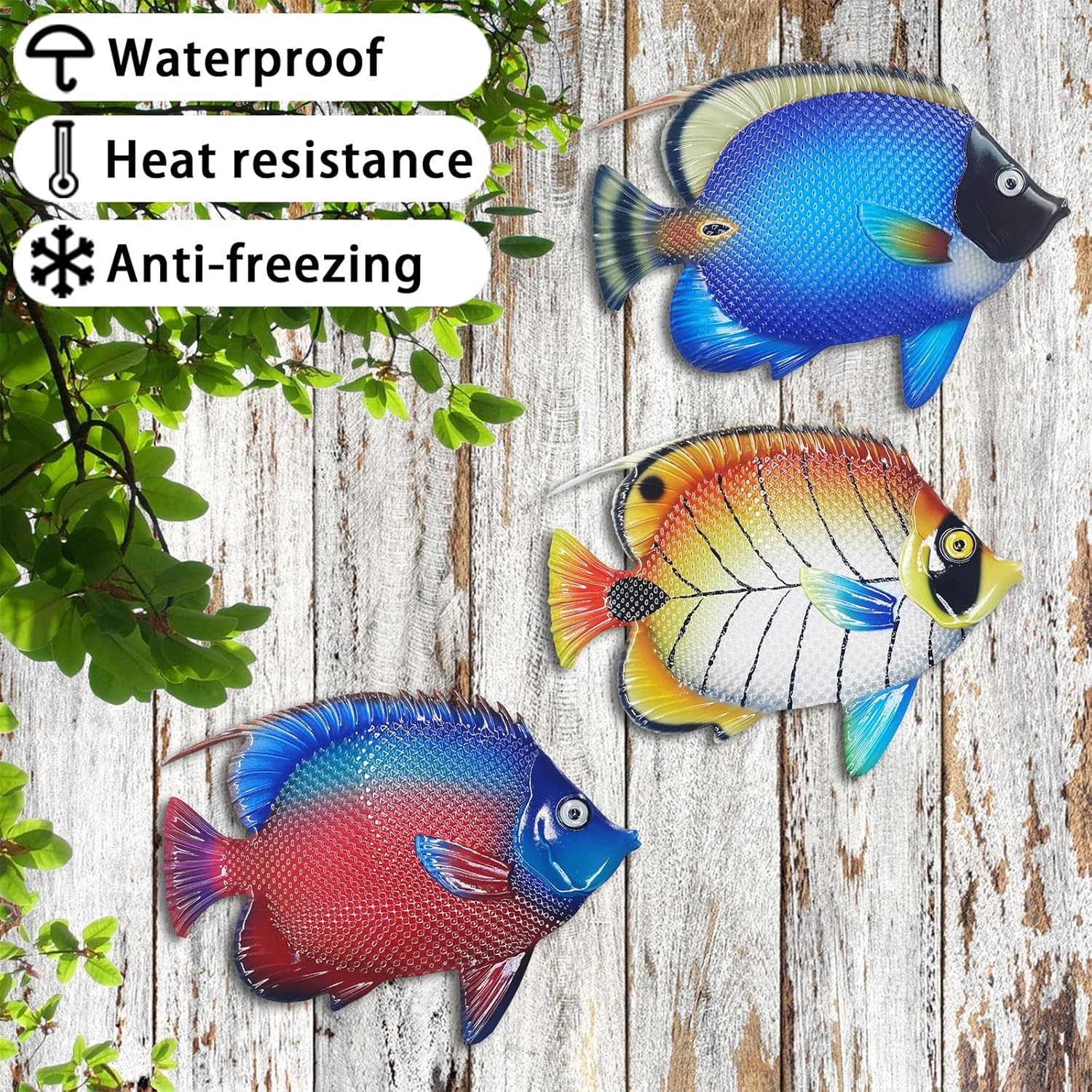 John's Studio Metal Fish Sea Wall Decor Outdoor Garden Hanging Art Sculptures Home Ocean Theme