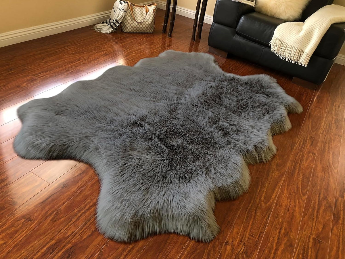 LAMBZY Faux Sheepskin Super Soft Hypoallergenic Silky Shag Rug for Living Room, Kids Room, Sofa