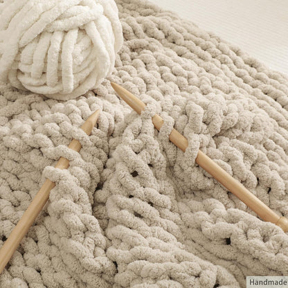 WESHIONGOO Chunky Knit Blanket Throw 40"×40" Knitted Throw Blankets for Couch Bed Fluffy Soft