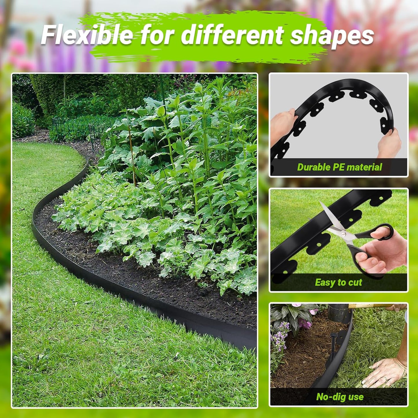 Greaner Landscape Edging, 2 Inch Tall | 40 FT Lawn Edging and Landscape Border, Plastic Edging for