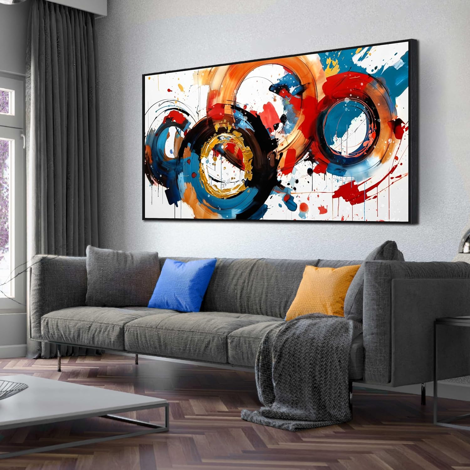 Abstract Wall Art With Black Wood Frames Large Canvas Prints Modern Living Room Bedroom Home Office
